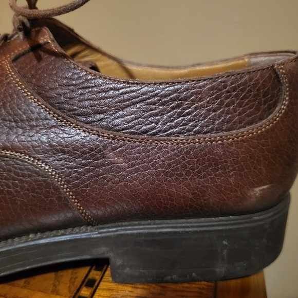 Santoni Brown Leather Oxford Shoe Men's Size 8.5 Made In Italy - Picture 7 of 15